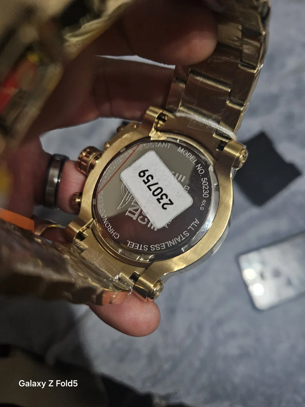 Invicta Gold and Green Dive-Style Chronograph Watch 52mm